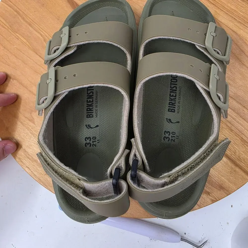 Birkenstock Sandals Youth 2 Mogami Birko Flor Hook Loop Strappy Green Summer